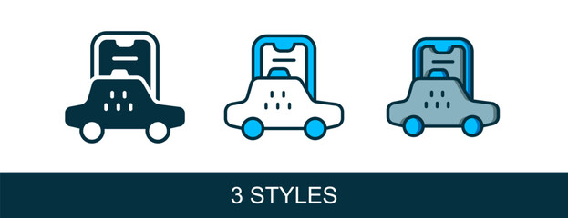 Filled outline Taxi mobile app icon isolated on white background. Mobile application taxi. Vector © Iryna