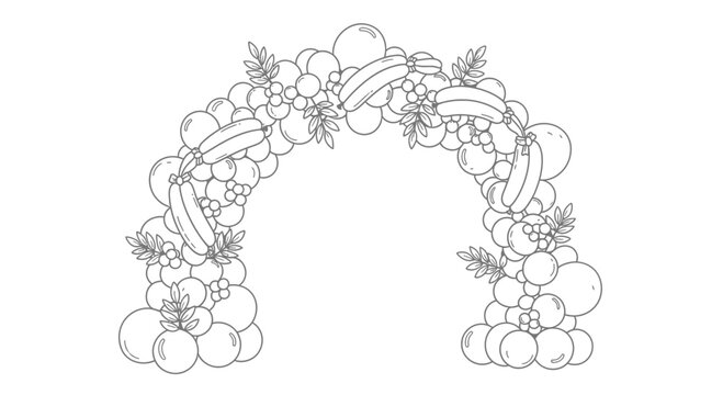 Balloon Arch Outline Illustration for Party Decoration