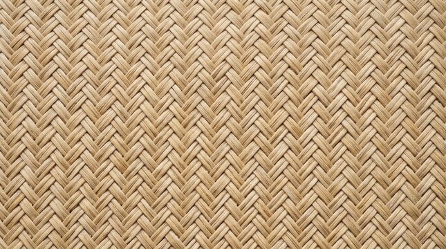 Close up of woven rattan texture natural fiber pattern beige tone