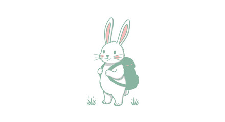 Obraz premium Cute Cartoon Bunny Wearing a Backpack for School or Adventure