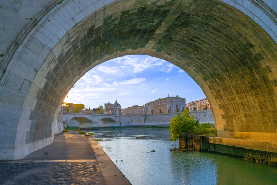 Ponte Sant'Angelo on the Tiber River, Rome Italy