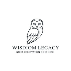 Naklejka premium Minimalist owl line art logo design representing wisdom and quiet observation.