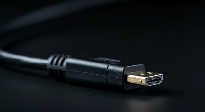 Extreme macro photography close up side profile disconnected black DisplayPort.