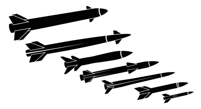 Missiles in various sizes ascending.