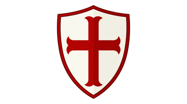 Templar Knight Shield Red Cross Symbol Heraldic Emblem Isolated White Background