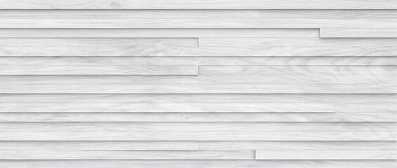 Obraz premium Wood background displays an exquisite white timber surface showing modern horizontal linear 3D plank layers