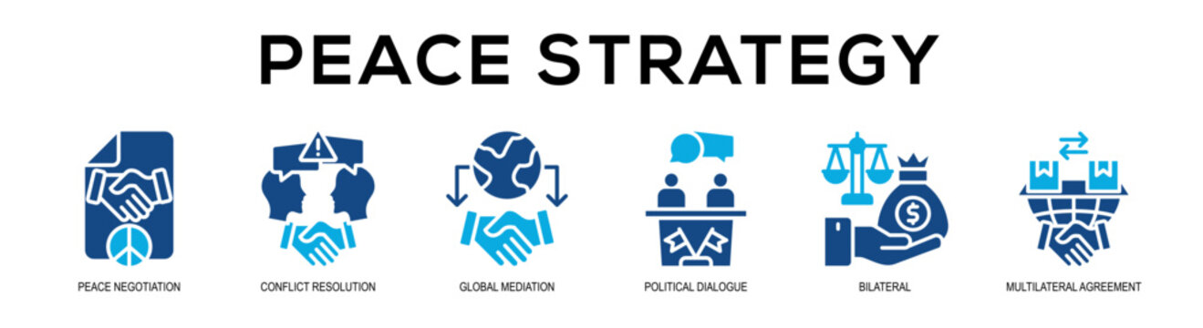 Glyphcolor - Peace Strategy web banner vector illustration concept