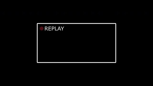 Replay text button animation with alpha channel, Replay icon video for Live Streamers, Action replay sign icon loop animation with transparent background in 4k.