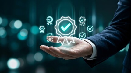 Fototapeta premium Quality assurance and ISO certification concept for business process control and standardization.