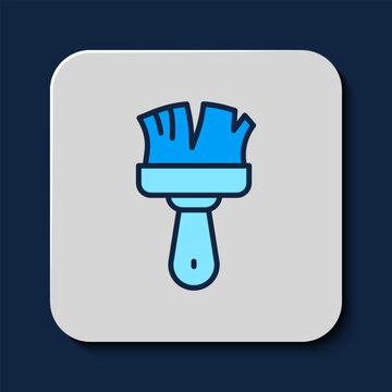 Filled outline Shaving brush icon isolated on blue background. Barbershop symbol. Vector