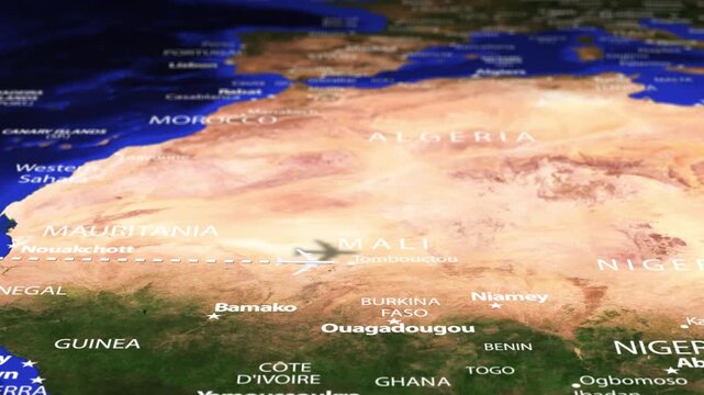 Flight From Mexico City MEXICO to Sana a YEMEN with flag pins