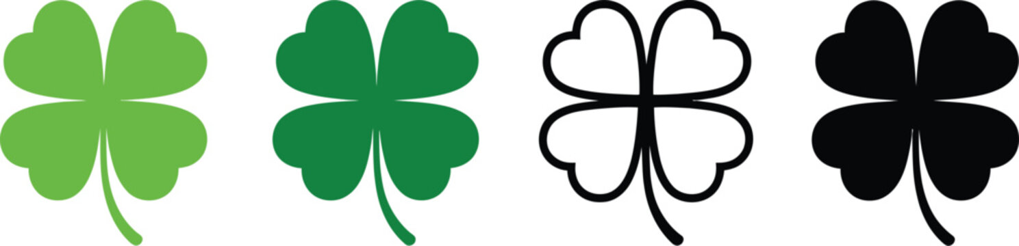 Green shamrock vector, cloverleaf luck symbols, Irish St. Patrick&rsquo;s Day theme elements, lucky clover decorative design