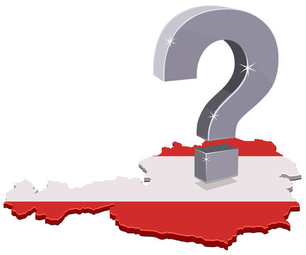 Vector artwork symbolizing political, social, or economic questions and future decisions regarding the country of Austria, (cut out)