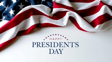 Happy presidents day greeting with american flag isolated on white background