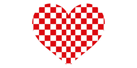 Obraz premium Red and white checkered pattern inside a heart shape for romantic valentine day greeting card print design asset