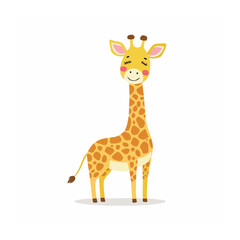 Obraz premium Cartoon giraffe with heart and smiley face