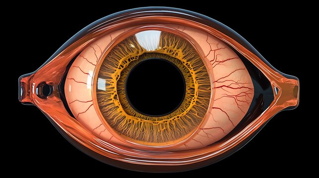 Close-up Human Eye Structure with Lens