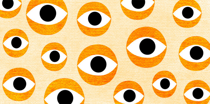 mystical third eye pattern abstract seamless yellow backdrop wallpaper