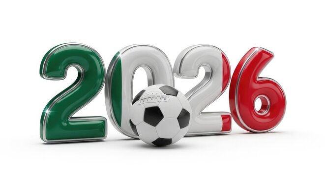 World football championship 2026 branding 3d render of year with soccer ball event promotion marketing visual