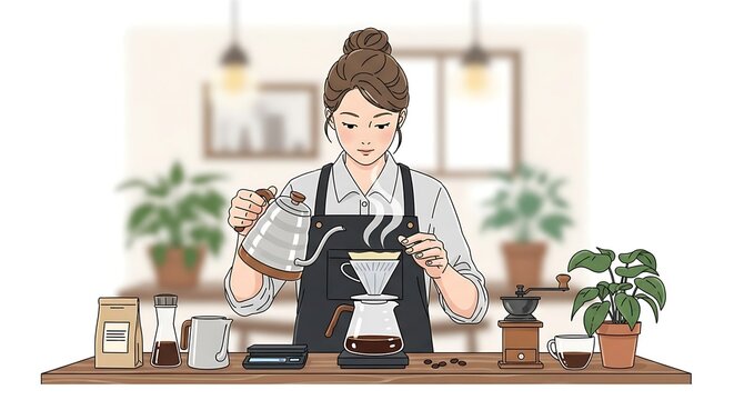 Woman Pouring Coffee. (1)