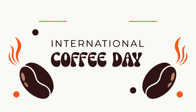 International Coffee Day, coffee icons, brown vector graphics, coffee beans