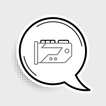 Line Video graphic card icon isolated on grey background. Colorful outline concept. Vector