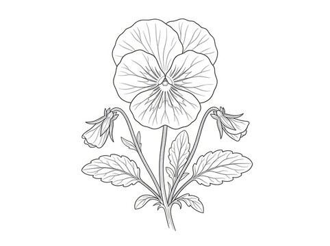 A detailed black and white line drawing depicts a panama flower. The flower is centered on a light beige background.