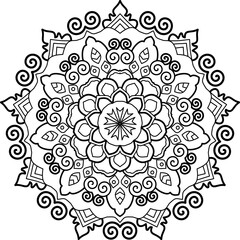 Fototapeta premium Abstract Geometric Mandala in Black and White Symmetry