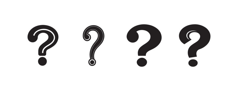  question marks on white background  various designs  query symbols