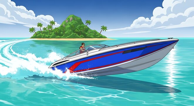 Speedboat Ride with Island View.