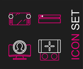 Set line Portable video game console, Create account screen, Video and icon. Vector © Oksana