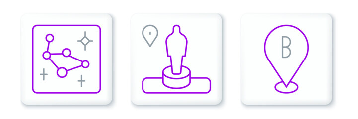 Set line Location, Great Bear constellation and and monument icon. Vector © Oksana