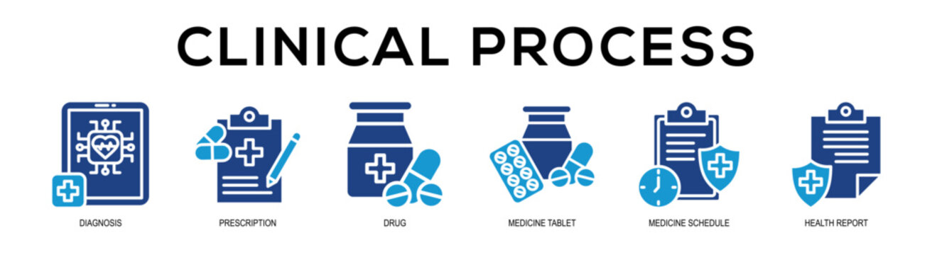 Glyphcolor - Clinical Process web banner vector illustration concept