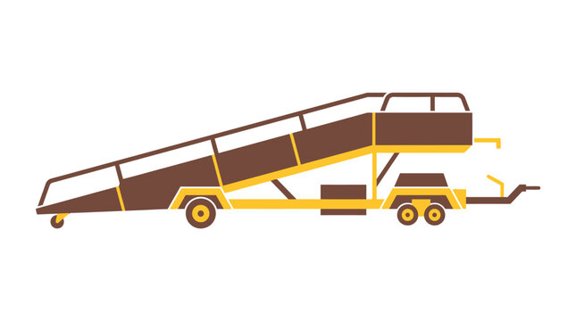 Airport Passenger Staircase Mobile Vehicle, Brown and Yellow Vector Illustration