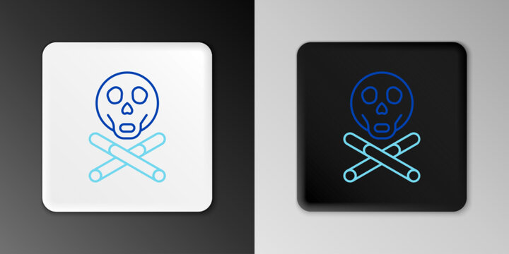 Line Bones and skull as a sign of toxicity warning icon isolated on grey background. Colorful outline concept. Vector