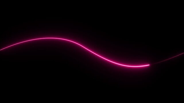 Abstract colorful neon lights animated on a black background. Movement of neon diagonal lines or glowing light stripes. bent neon lines