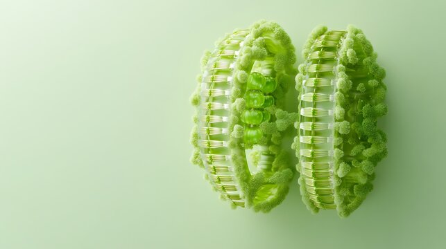Detailed Close Up of Realistic Chloroplast Model with Green Grana Stacks and Thylakoid Membranes