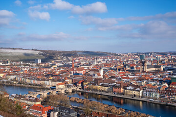 Obraz premium Würzburg cityscape along Main River in Bavaria, Germany