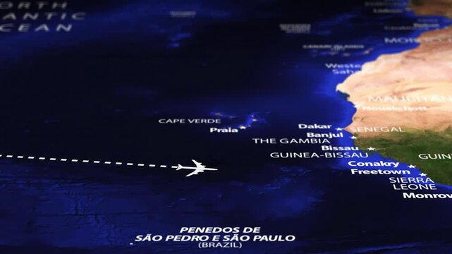 Flight From Mexico City MEXICO to Yaounde CAMEROON with flag pins