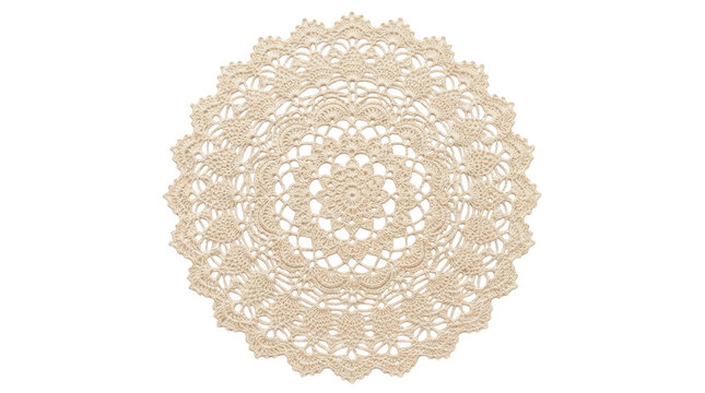 Beautiful vintage crochet doily isolated on transparent background