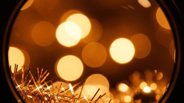 Warm golden bokeh light, a festive premium abstract background