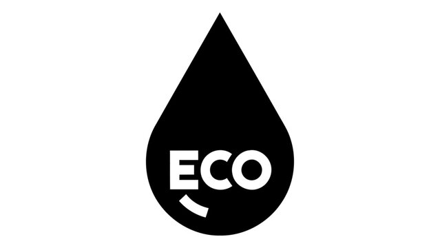 Creative ECO drop logo. Eco-friendly icon with 'ECO' in white within a black water drop, symbolizing sustainability, nat