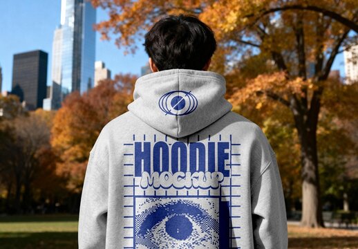 Grey Hoodie Mockup On Model For Streetwear Branding