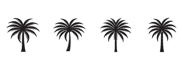 Fototapeta premium palm tree silhouettes on white background tropical trees palm trees