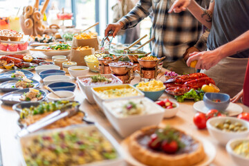 Fototapeta premium Vibrant buffet with diverse dishes