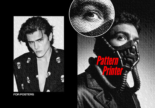 Pattern Printer Photo Effect For Poster And Editorial Design