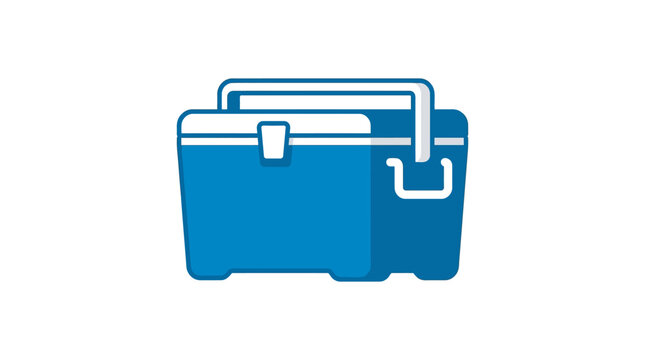 Blue Cooler Box Icon Isolated on White Background, Portable Ice Chest for Drinks