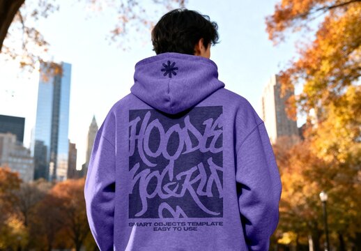Purple Hoodie Mockup On Model For Streetwear Branding