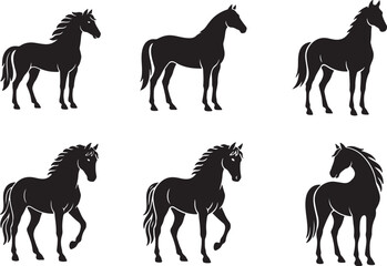 Fototapeta premium Horse silhouette icon on white background.