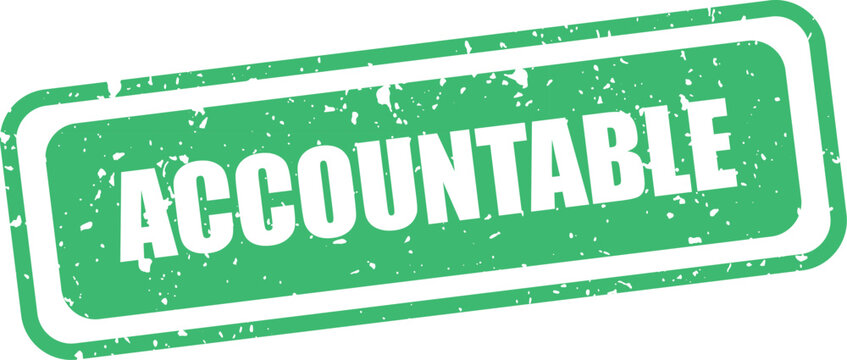 Green accountable stamp or rubber stamp with white text and border
